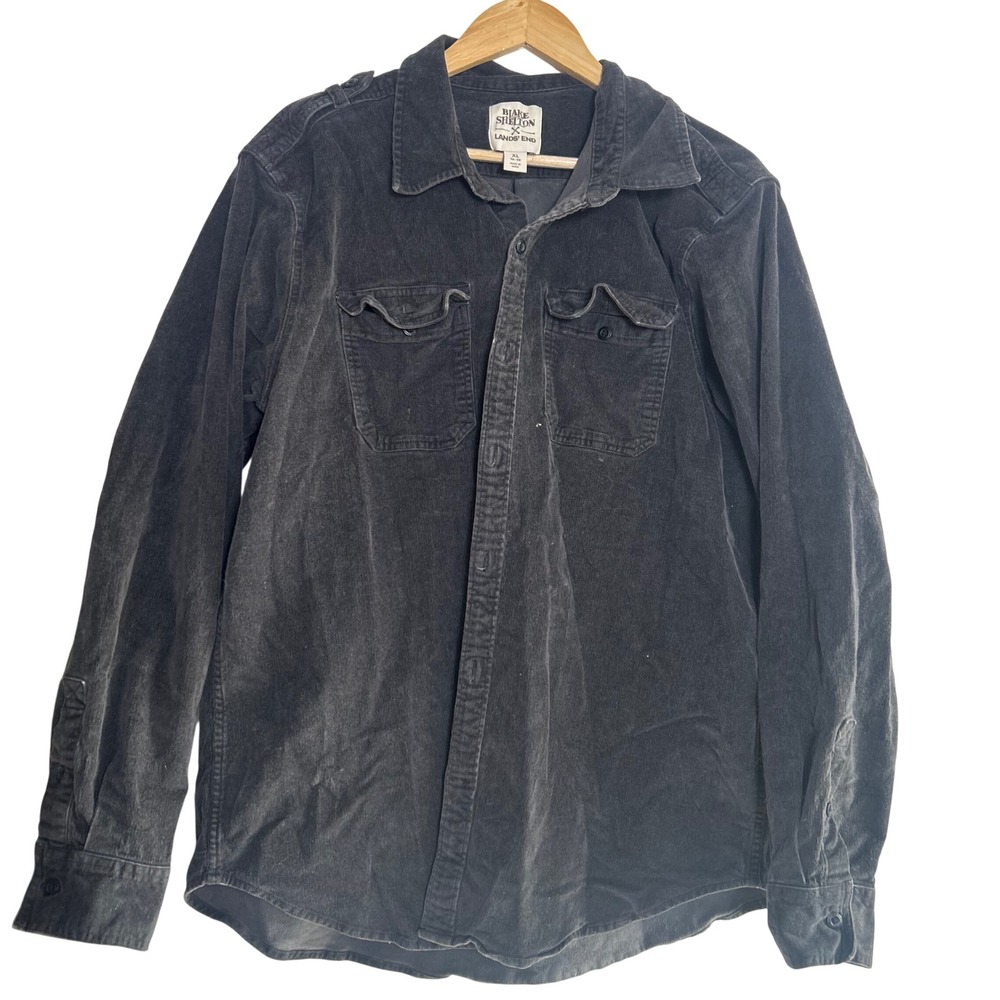 Blake Shelton x Lands End Corduroy Shirt Mens‎ XL Black Long Sleeve Workwear